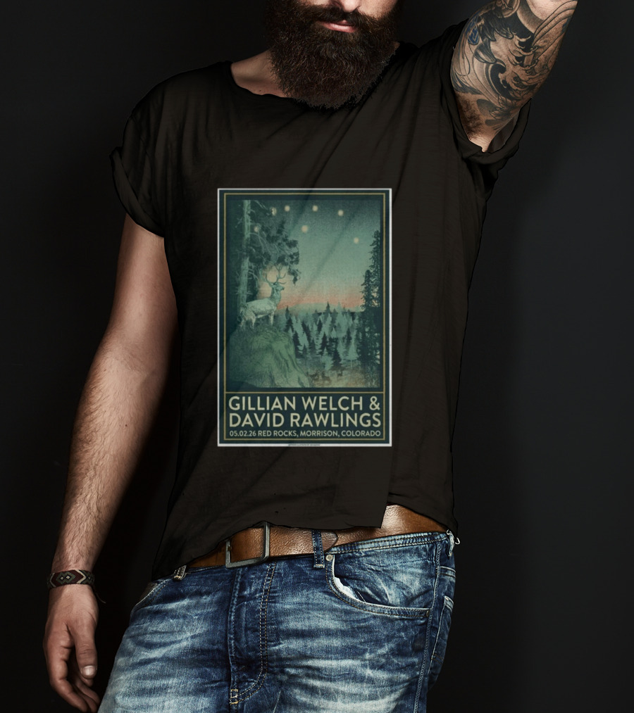 Gillian Welch & David Rawlings Red Rocks Morrison Colorado May 02 2026 T-Shirt