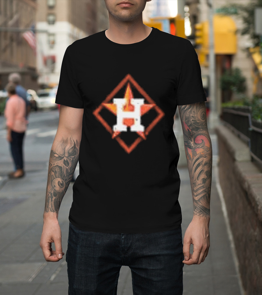 Houston Astros America's Pastime Black Star H Baseball Iconography T-Shirt