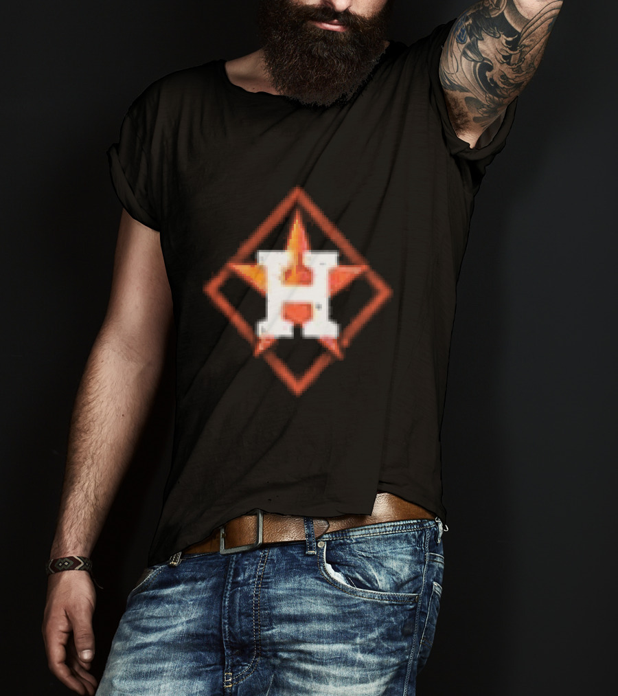 Houston Astros America's Pastime Black Star H Baseball Iconography T-Shirt