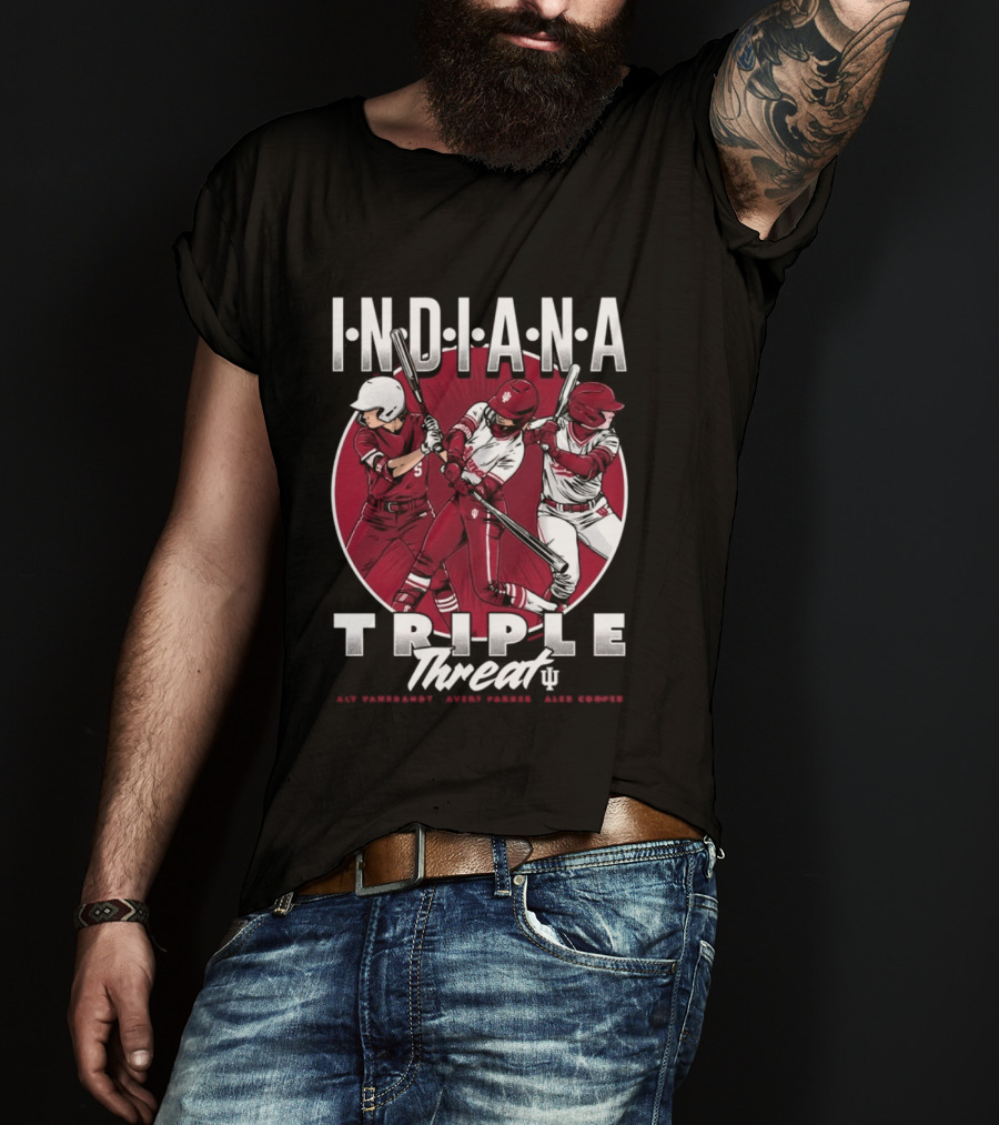 Indiana Hoosiers Softball Triple Threat Aly Van Brandt Avery Parker Alex Cooper T-Shirt