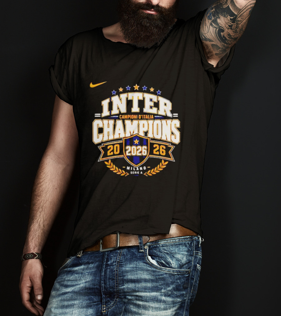 Inter Champions Campioni D'Italia 2026 Nike Serie A Milano T-Shirt