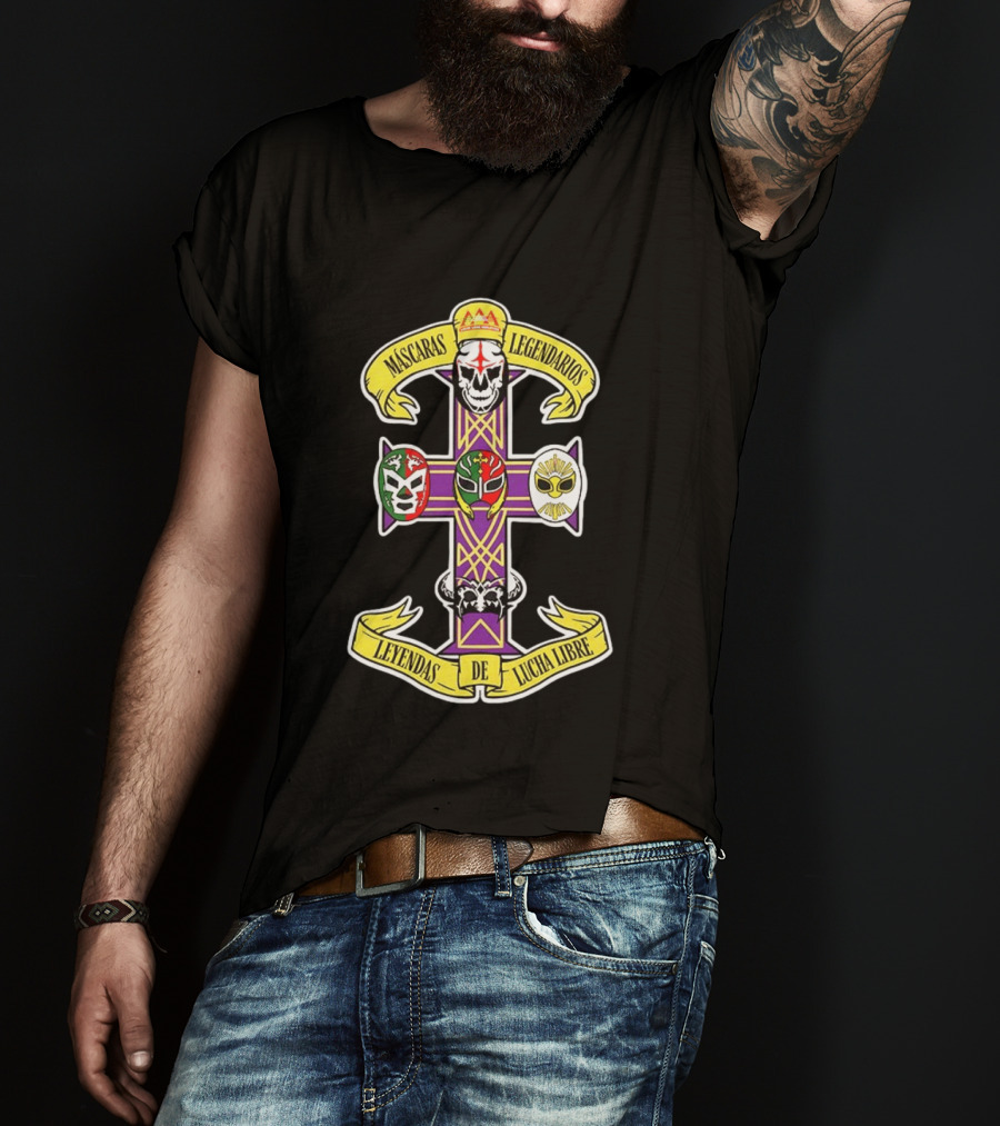 Máscaras Legendarios Leyendas De Lucha Libre Cross Skulls And Masks T-Shirt
