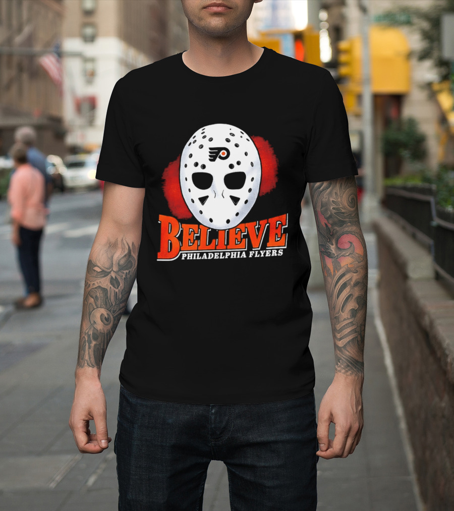 Philadelphia Flyers Believe 2026 Hockey Mask T-Shirt