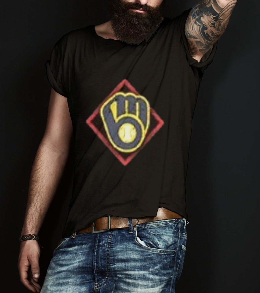 Milwaukee Brewers America's Pastime Black Americana Baseball Glove T-Shirt