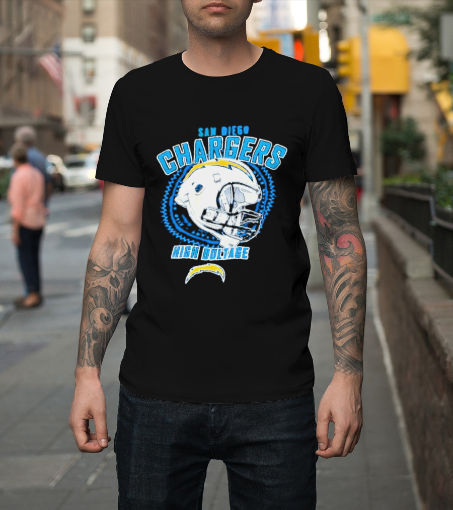 San Diego Chargers High Boltage Helmet Football NFL Team Gear T-Shirt