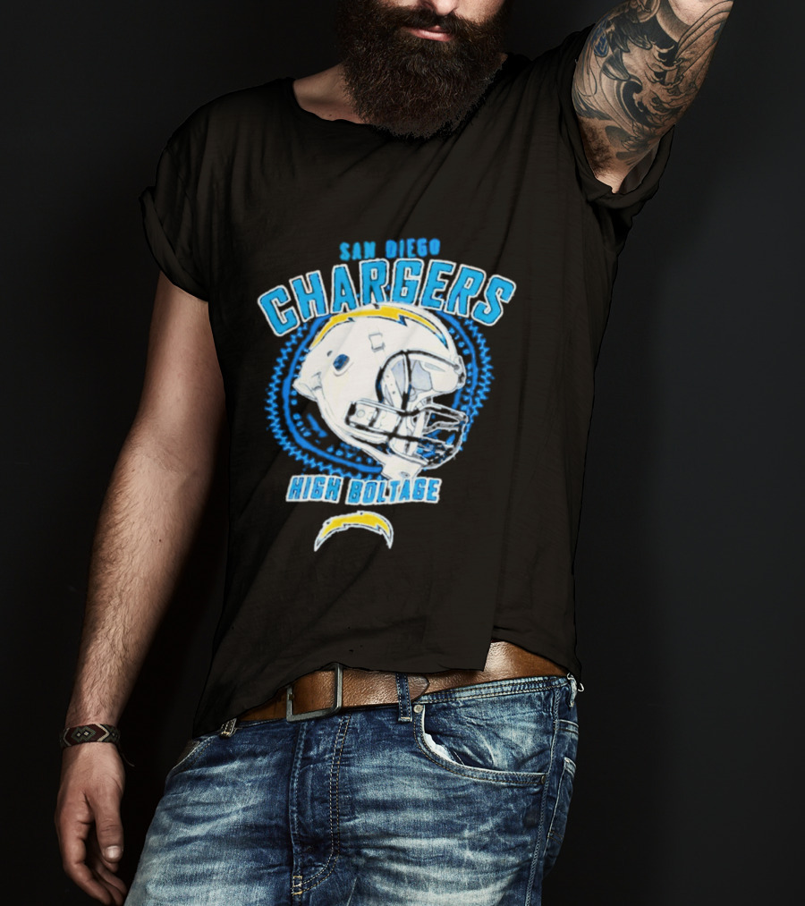 San Diego Chargers High Boltage Helmet Football NFL Team Gear T-Shirt