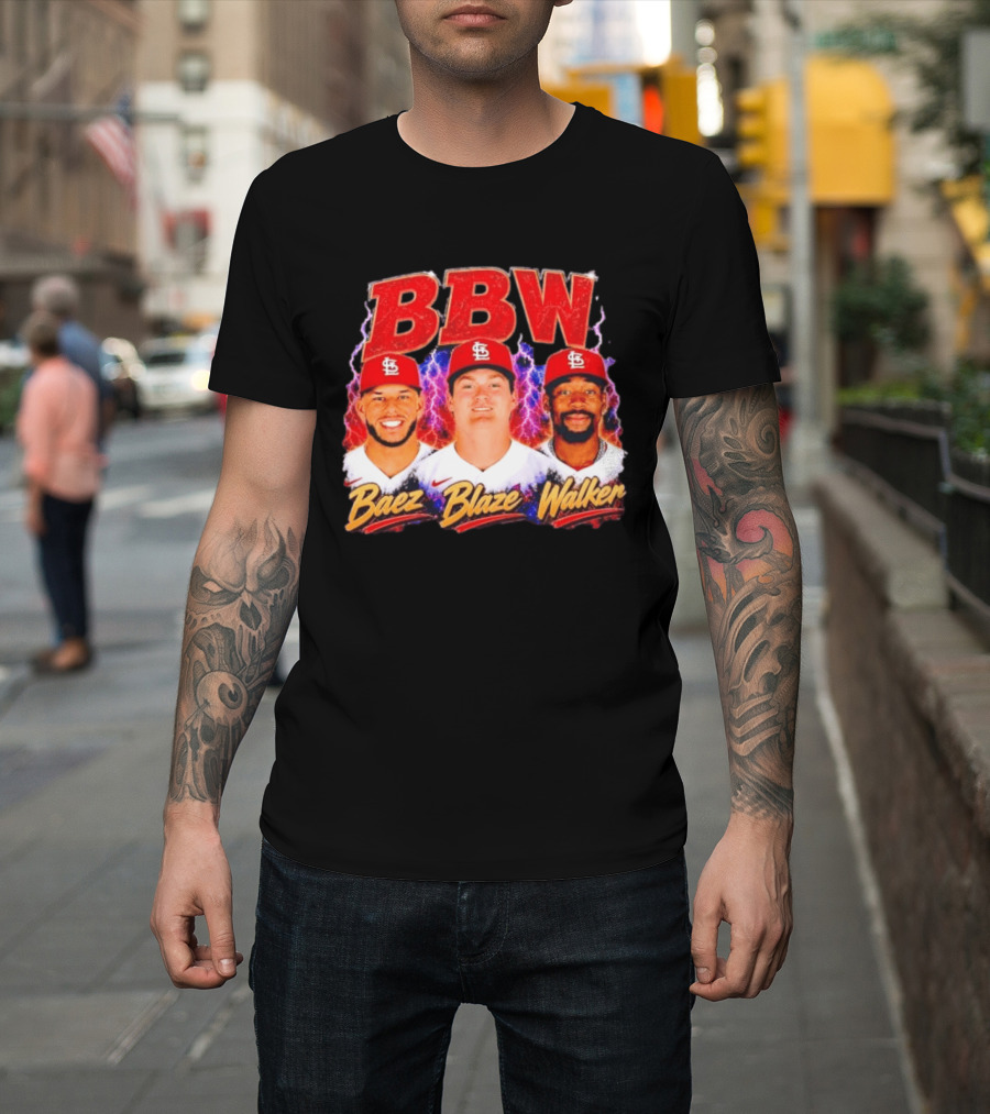 BBW Baez Blaze Walker St. Louis Cardinals Lightning T-Shirt