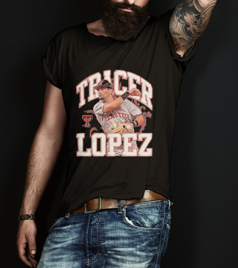 Texas Tech Tracer Lopez Baseball NCAA Collage T-Shirt