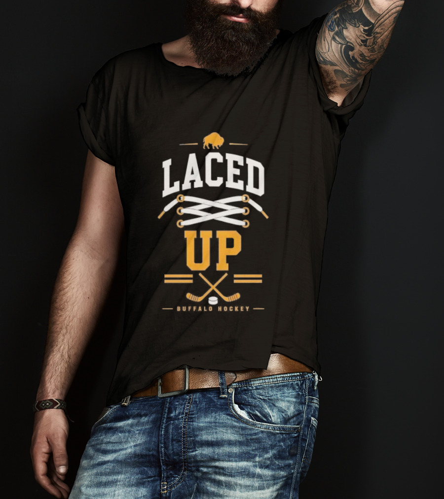 Buffalo Sabres Laced Up Hockey Sticks T-Shirt