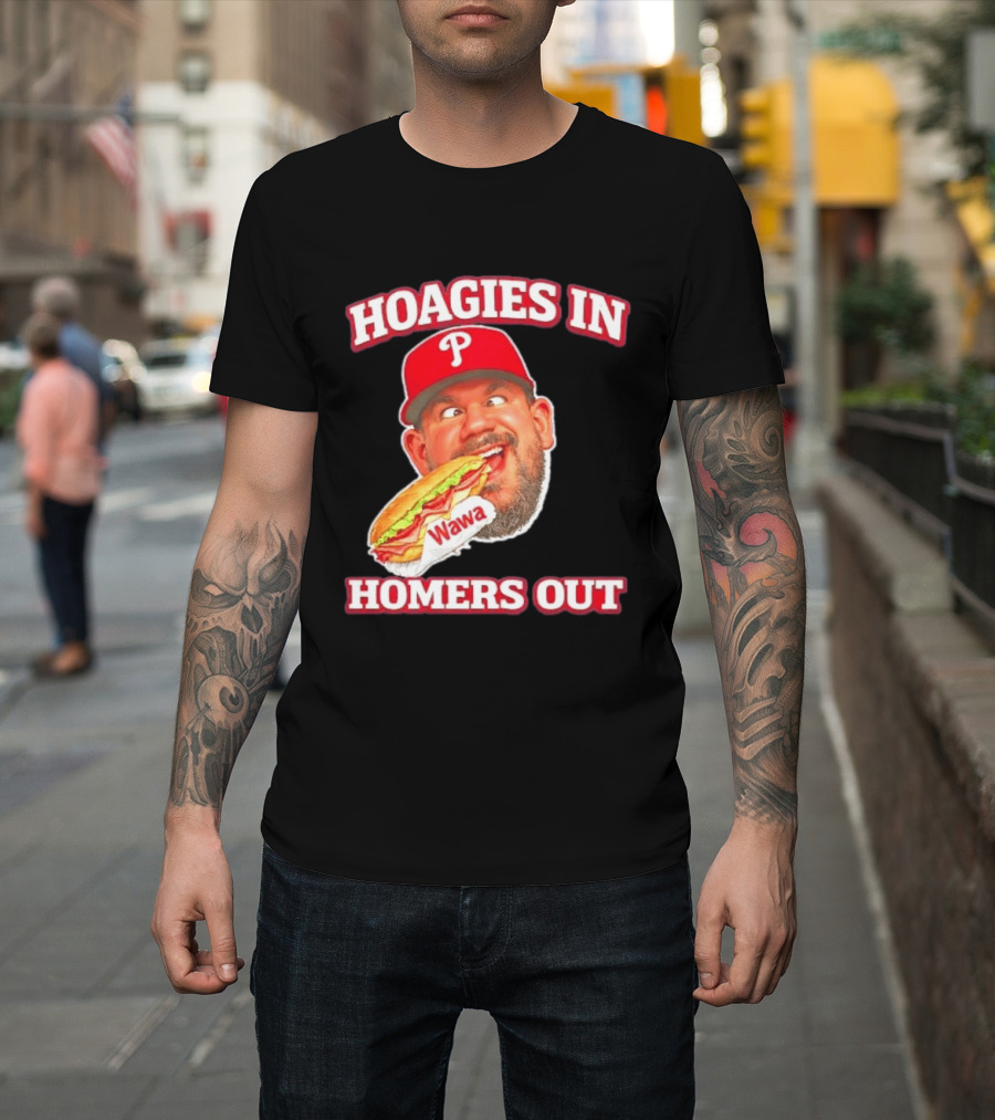 Hoagies In Homers Out Wawa Philadelphia Baseball Player Eating Sandwich T-Shirt
