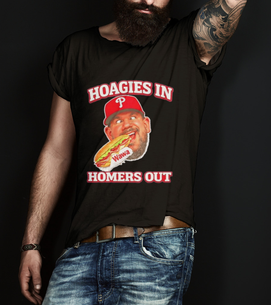 Hoagies In Homers Out Wawa Philadelphia Baseball Player Eating Sandwich T-Shirt