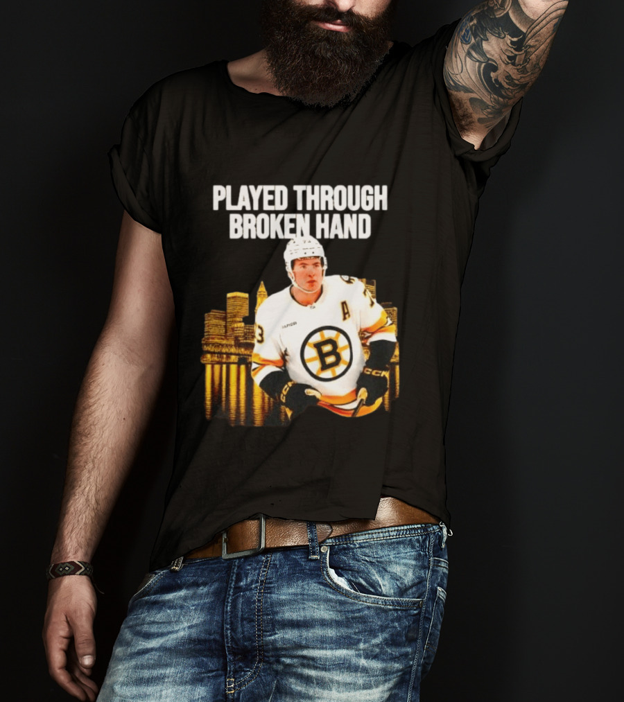 Charlie McAvoy Played Through Broken Hand Boston Hockey T-Shirt