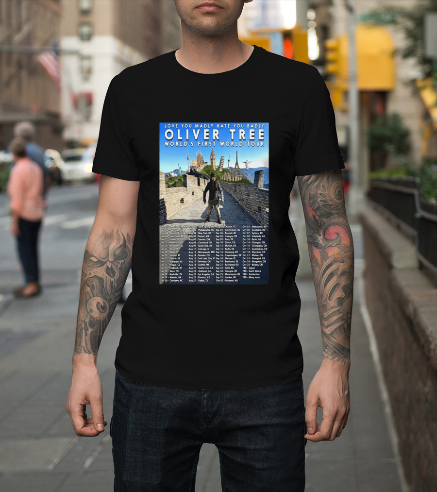 Oliver Tree World's First World Tour Love You Madly Hate You Badly Fall 2026 Tour Dates T-Shirt