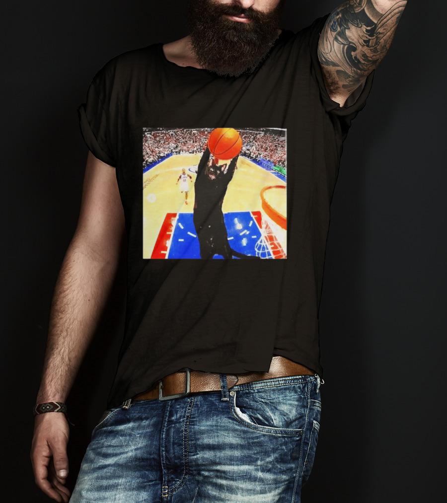 Philadelphia 76ers Black Cat Slam Dunk Basketball Meme T-Shirt