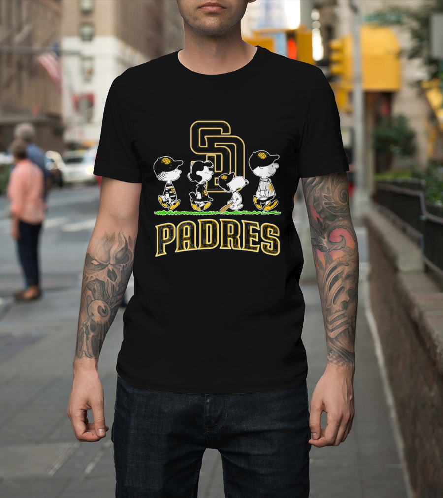San Diego Padres Peanuts Abbey Road 2026 Charlie Brown Snoopy Woodstock T-Shirt