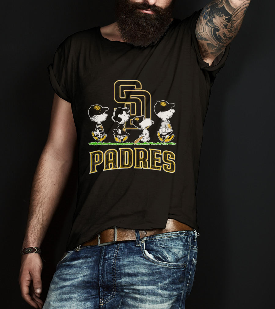 San Diego Padres Peanuts Abbey Road 2026 Charlie Brown Snoopy Woodstock T-Shirt