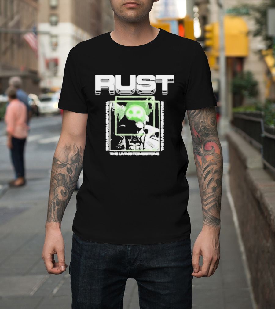 The Living Tombstone Rust Green Skull Gaming T-Shirt