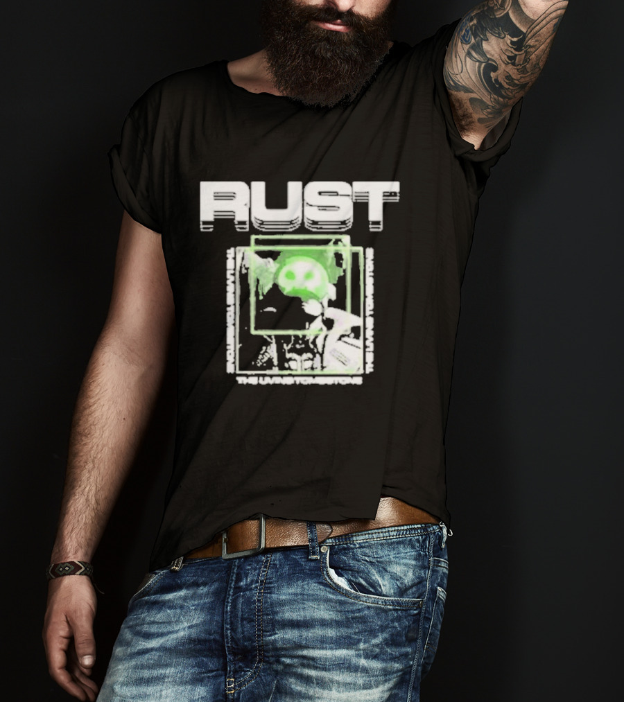 The Living Tombstone Rust Green Skull Gaming T-Shirt