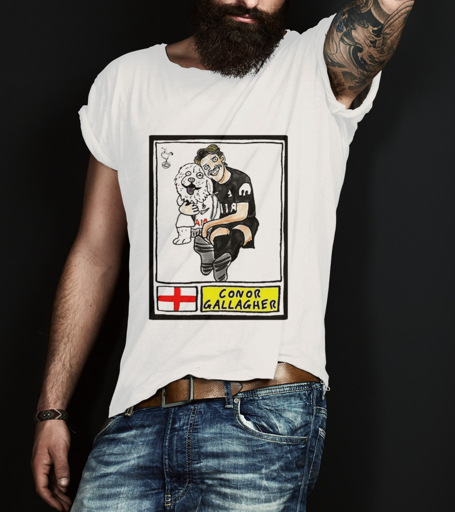 Conor Gallagher Hugging Dog With England Cross And Spurs T-Shirt