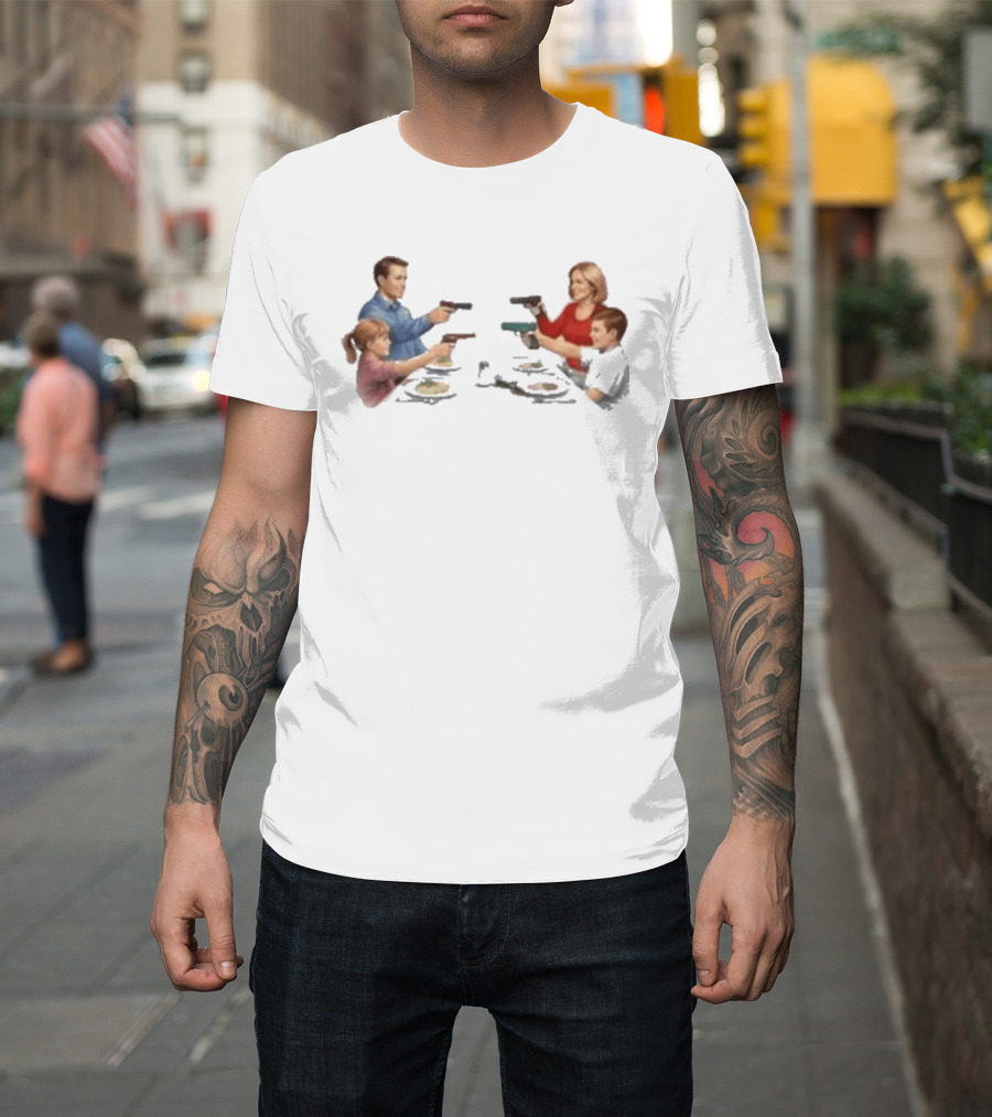 Bloody Sunday Last Supper Family At Dinner Table With Guns T-Shirt