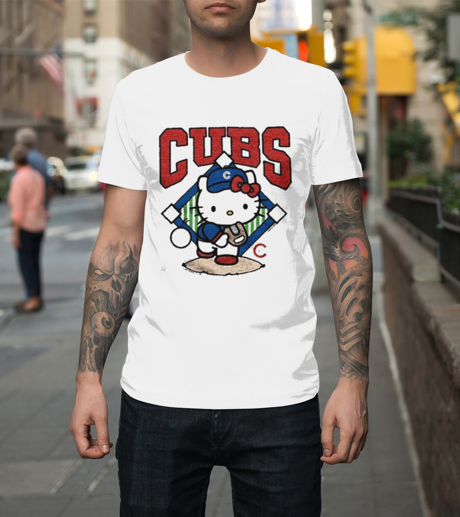 Hello Kitty Cubs Baseball Collaboration With Chicago Cubs Pitcher T-Shirt