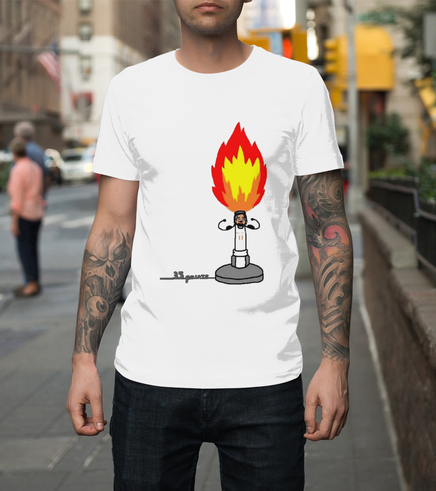 New York Knicks Jalen Brunson 35 Points It's Lit Flame T-Shirt