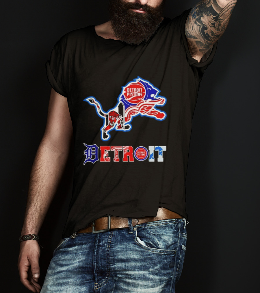 Detroit Lions Pistons Tigers Red Wings Sports Team Mashup T-Shirt