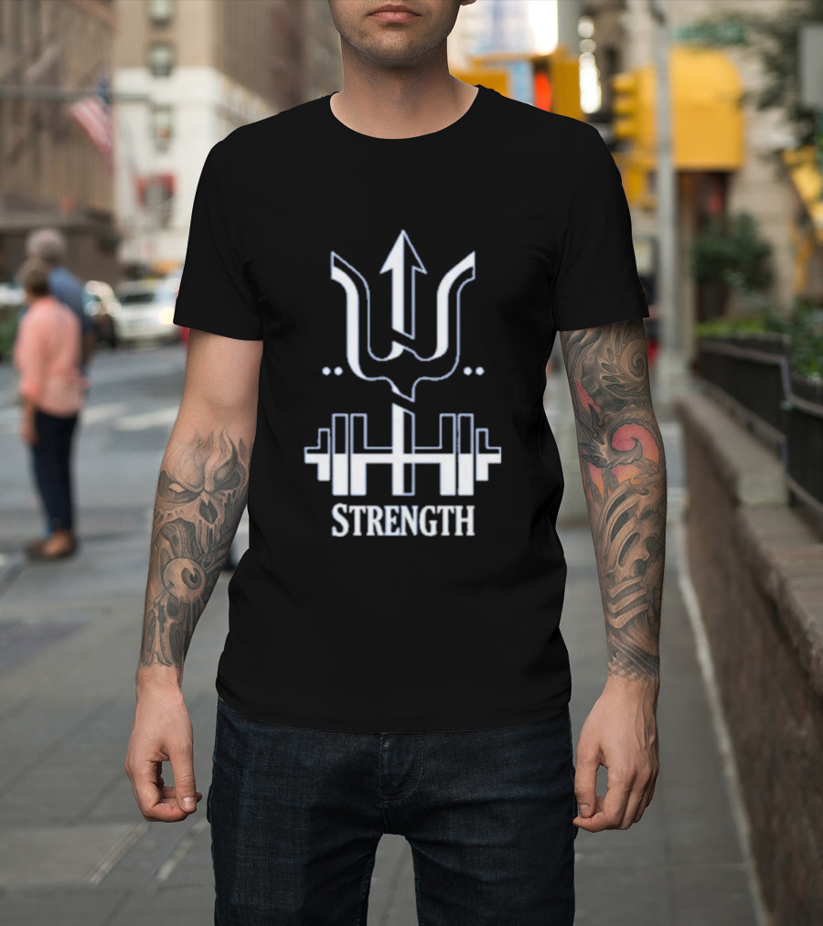 Bryan Woo Strength Arrow And Barbell Motivational T-Shirt