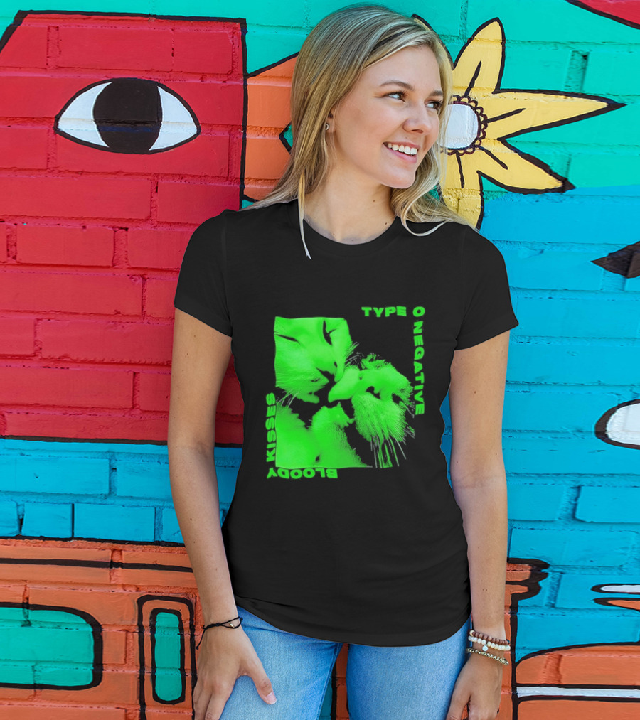 Type O Negative Cat Kissing Kisses Bloody T-Shirt