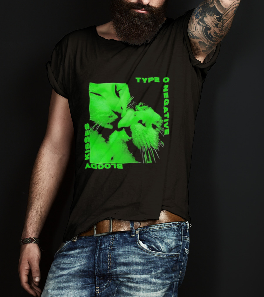 Type O Negative Cat Kissing Kisses Bloody T-Shirt