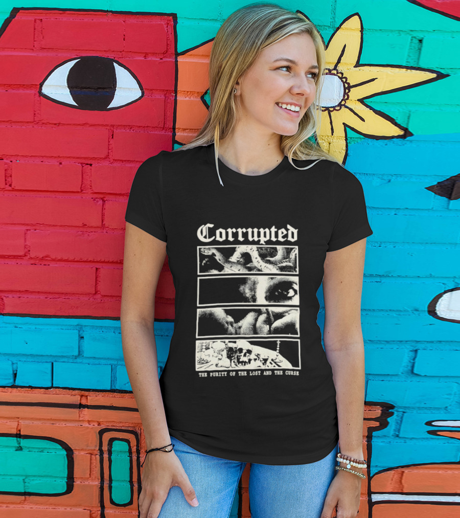 Corrupted The Purity Of The Lost And The Curse Eerie Monochrome Eye Panels T-Shirt