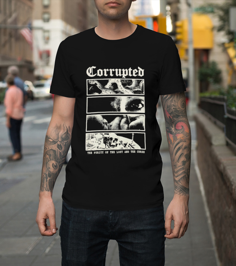 Corrupted The Purity Of The Lost And The Curse Eerie Monochrome Eye Panels T-Shirt