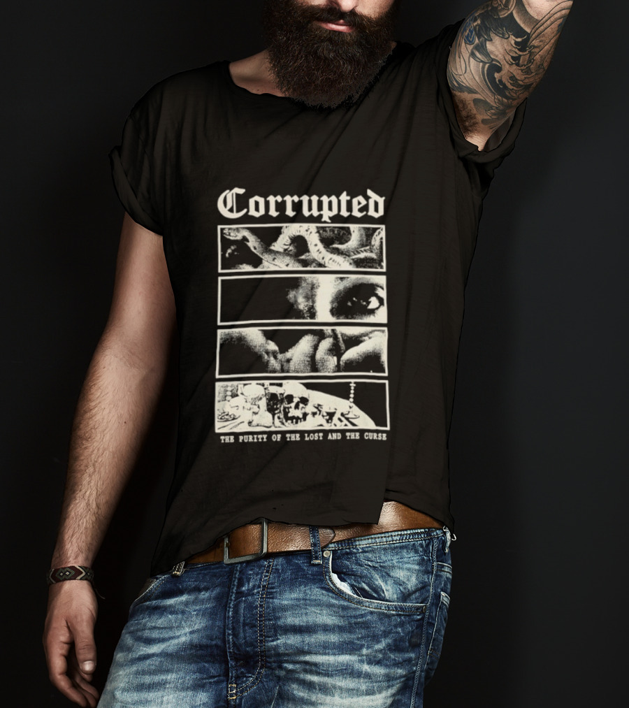 Corrupted The Purity Of The Lost And The Curse Eerie Monochrome Eye Panels T-Shirt