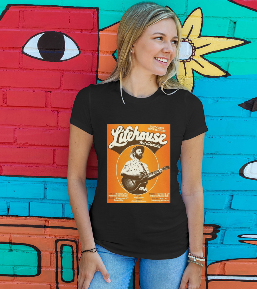 Lifehouse Best Of Acoustic East Coast Run Fall Tour 2026 Boston Hartford Kingston NYC T-Shirt