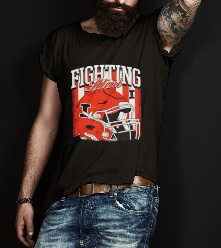 Fighting Illini NCAA Football Illinois Helmet T-Shirt