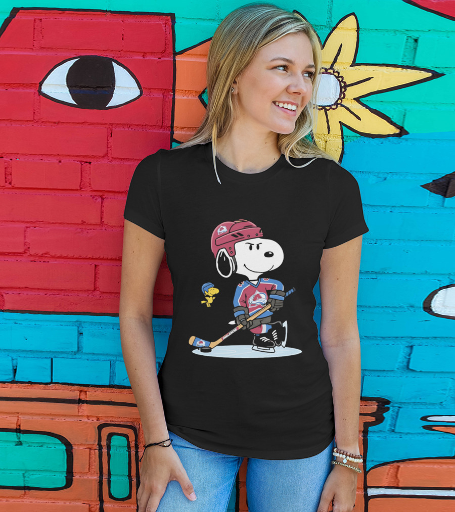Snoopy Woodstock Colorado Avalanche NHL Hockey Peanuts Collaboration T-Shirt