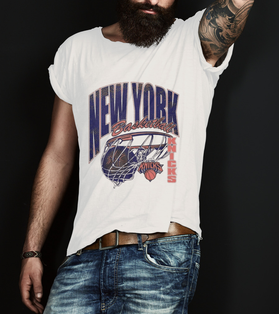 New York Basketball Knicks Net And Ball Swish T-Shirt