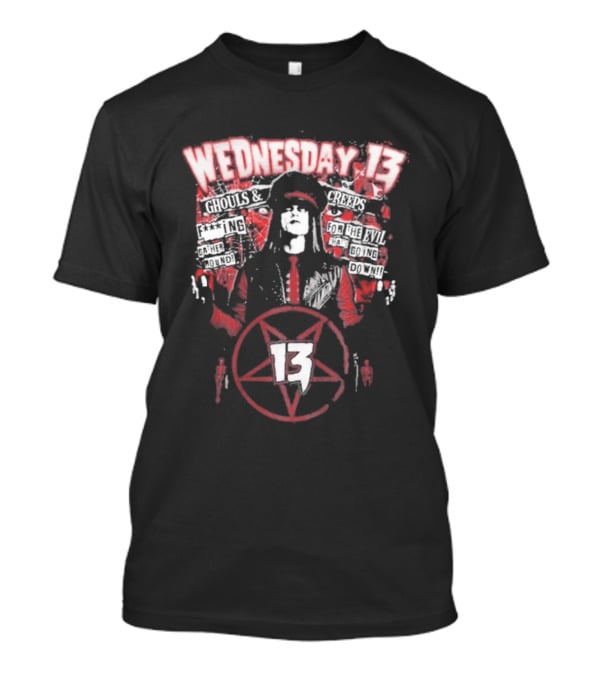 Wednesday 13 Ghouls Creeps Blood Spattered Pentagram 13 T-Shirt