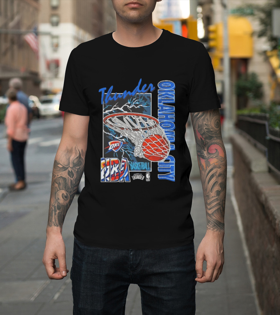 Oklahoma City Thunder NBA Basketball Net Lightning OKC T-Shirt