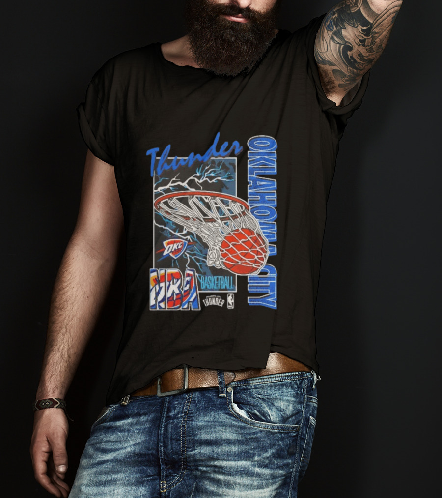 Oklahoma City Thunder NBA Basketball Net Lightning OKC T-Shirt