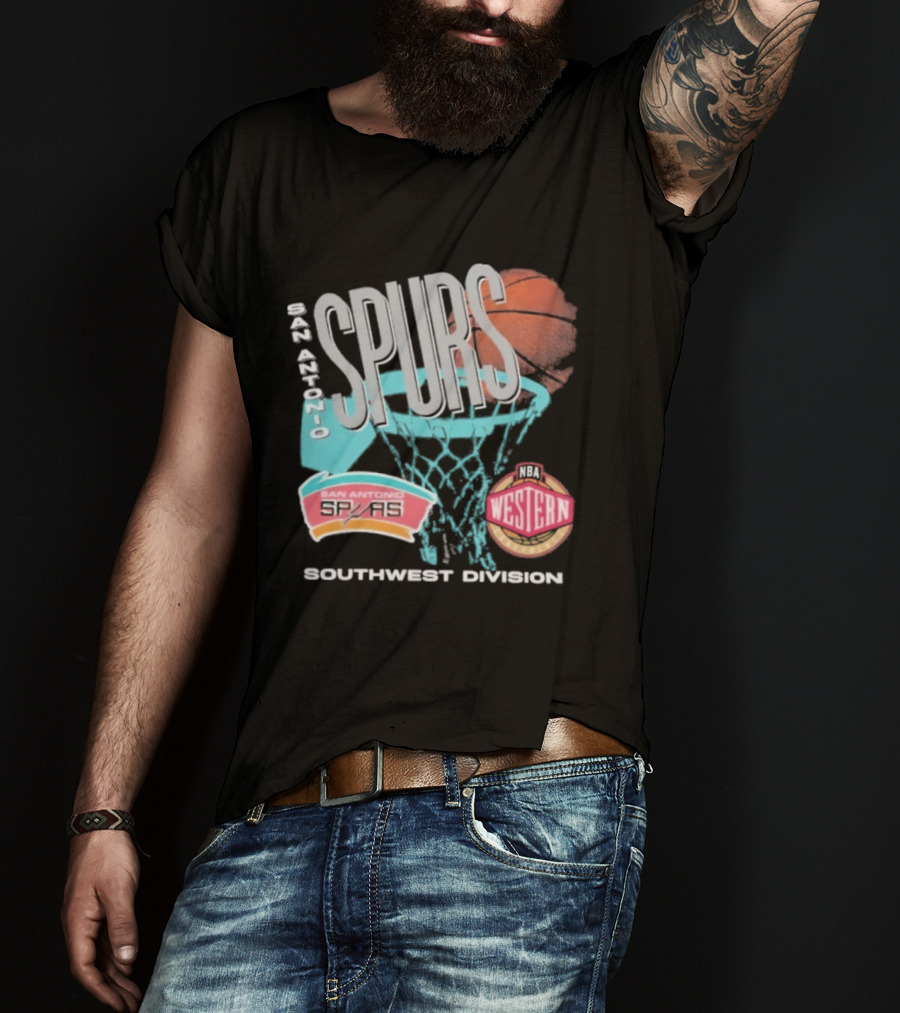 San Antonio Spurs 90s Hardwood Classics Southwest Division Western T-Shirt
