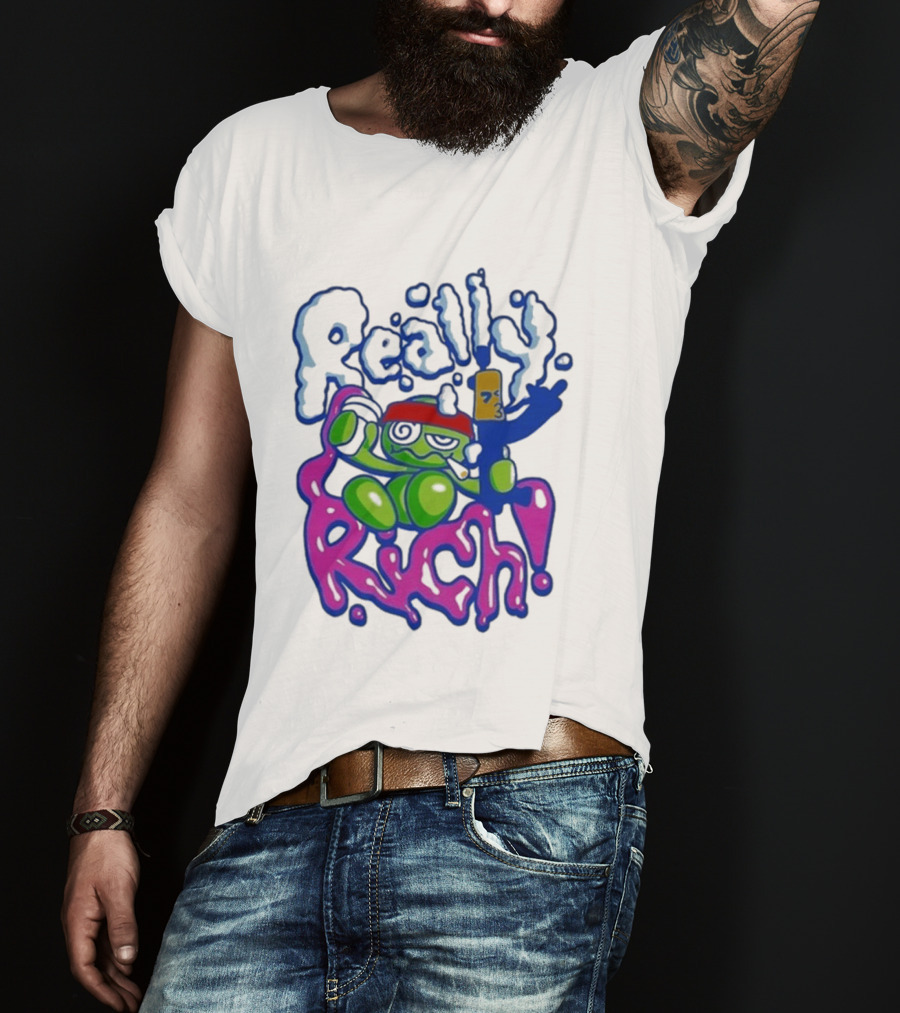 Really Rich Frog With Red Headband And Bottle T-Shirt