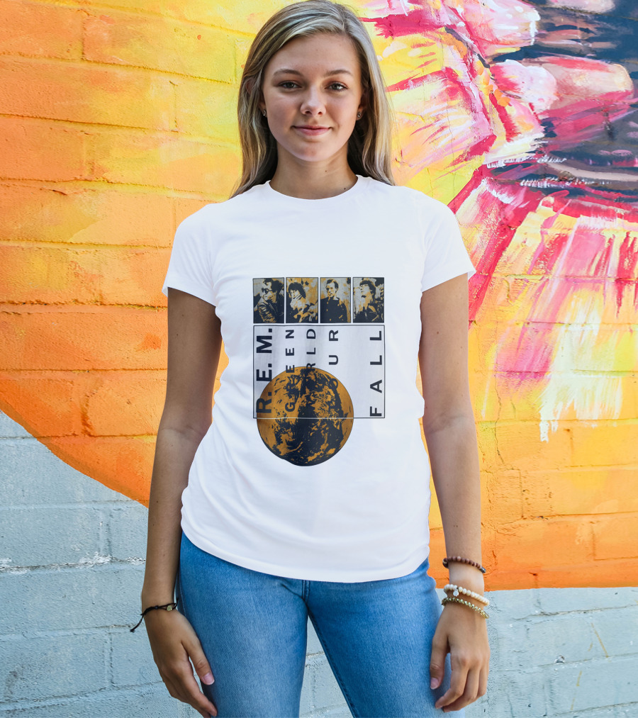R.E.M. 1989 Green World Tour Fall Vintage Planet Band Photography T-Shirt