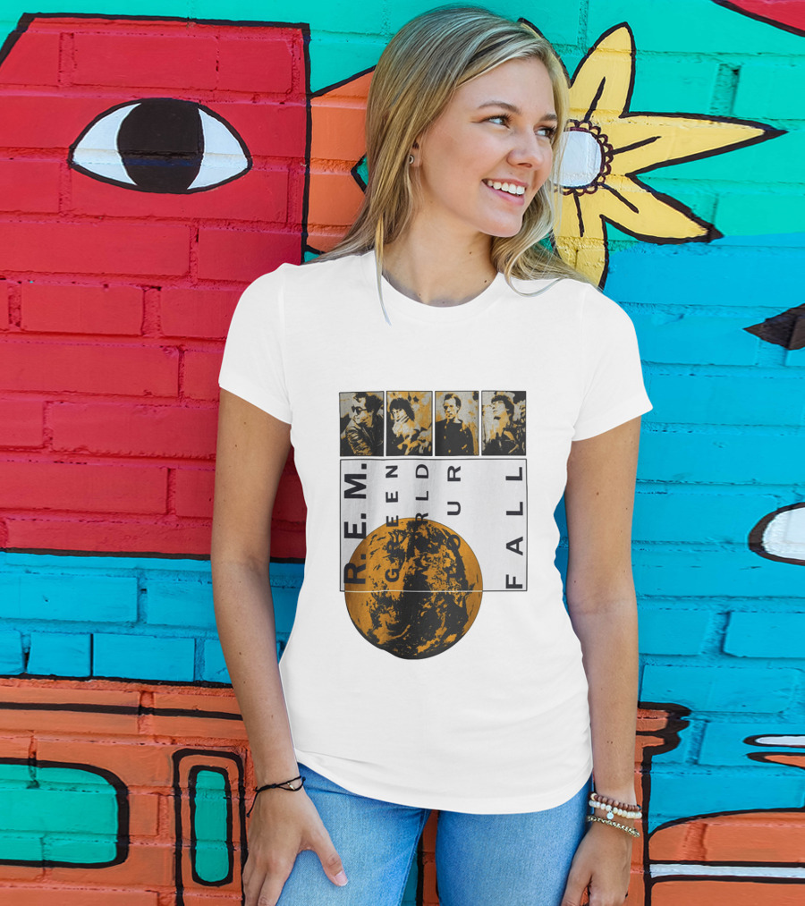 R.E.M. 1989 Green World Tour Fall Vintage Planet Band Photography T-Shirt
