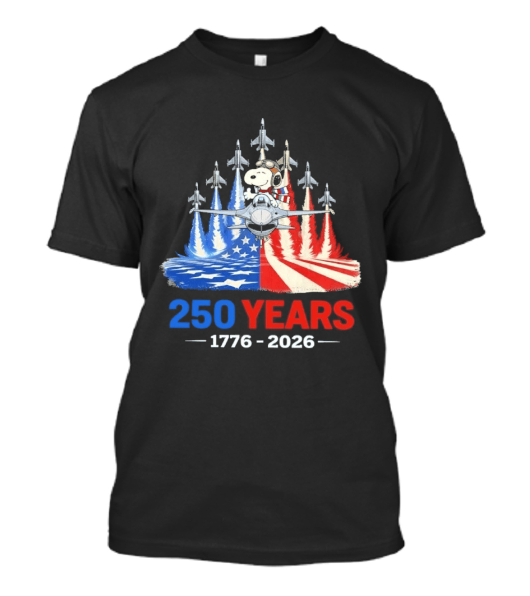 250 Years 1776 2026 Snoopy American Flag Jets T-Shirt