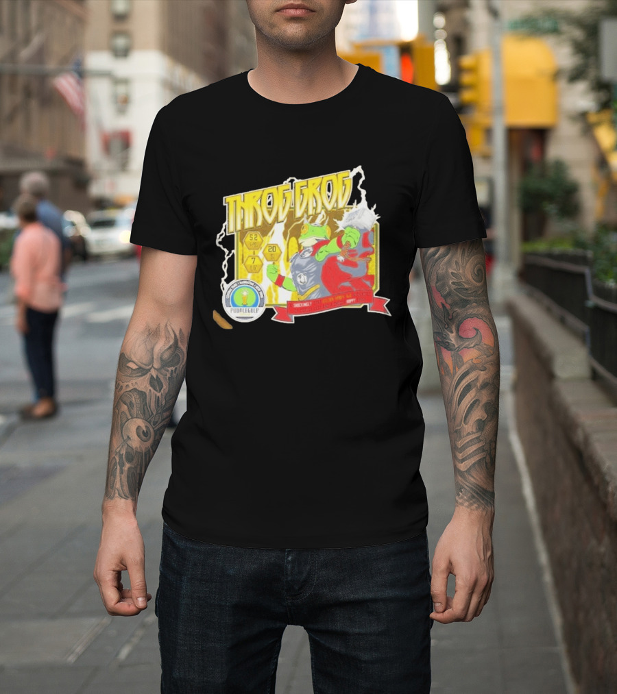 Throg Grog Puddle Gulp Superhero Frog Lightning Hammer Comic T-Shirt