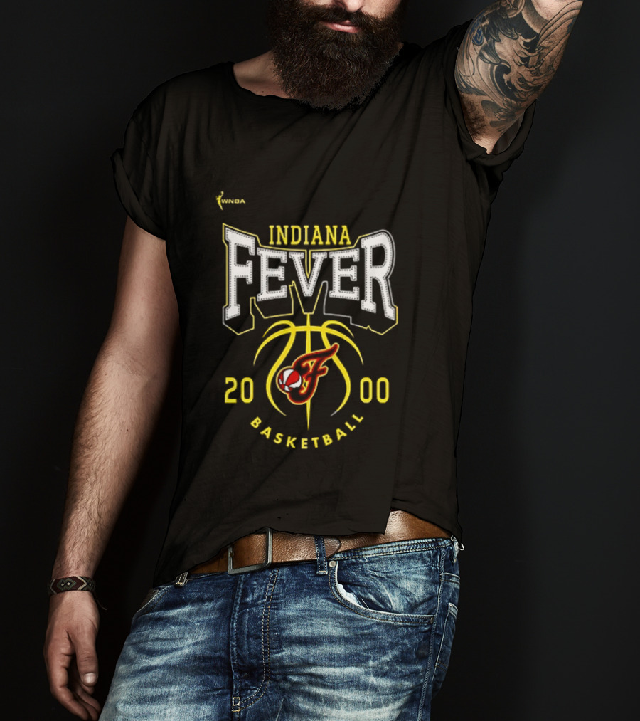 Indiana Fever Basketball 2000 Team Logo Yellow And Red T-Shirt