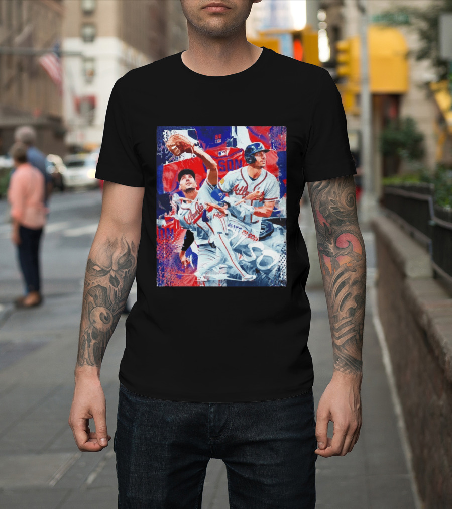 Matt Olson Atlanta Braves Baseball Action Collage T-Shirt