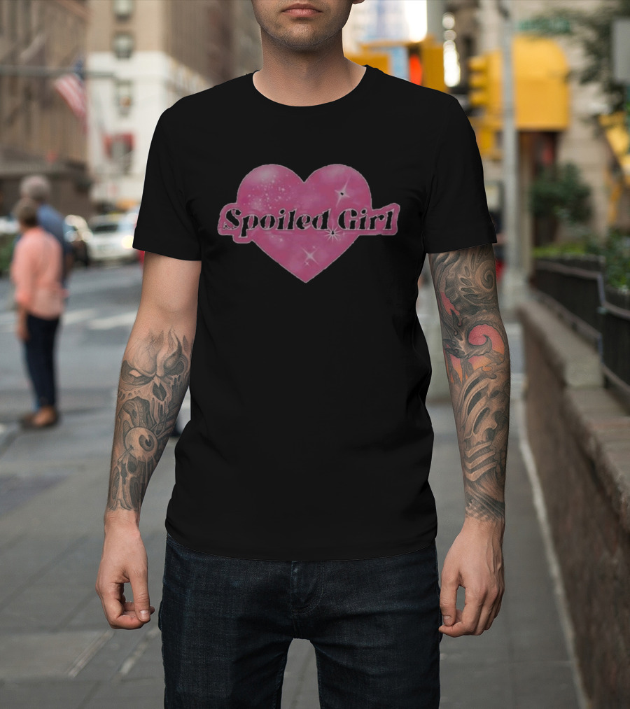 Spoiled Girl Heart Airbrush Pink Sparkle T-Shirt