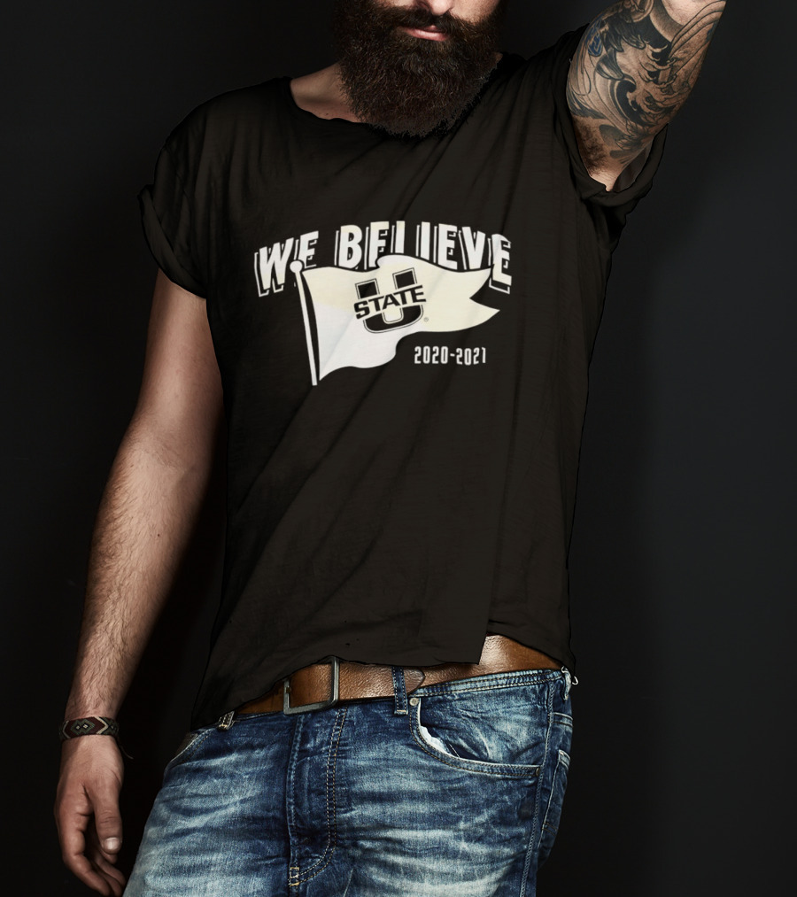 Utah State Aggies We Believe 2020 2021 Logo Flag T-Shirt